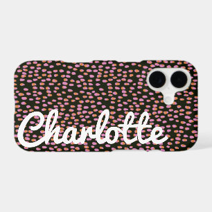 Abstract Black Pink Dots Customised Script Name
