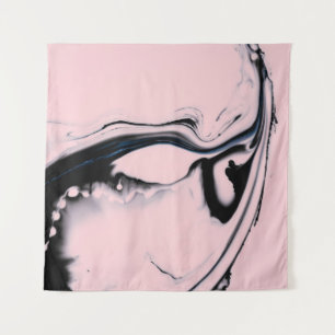 ABSTRACT BLACK PINK PAINT ON PASTEL BACKGROUND TAPESTRY