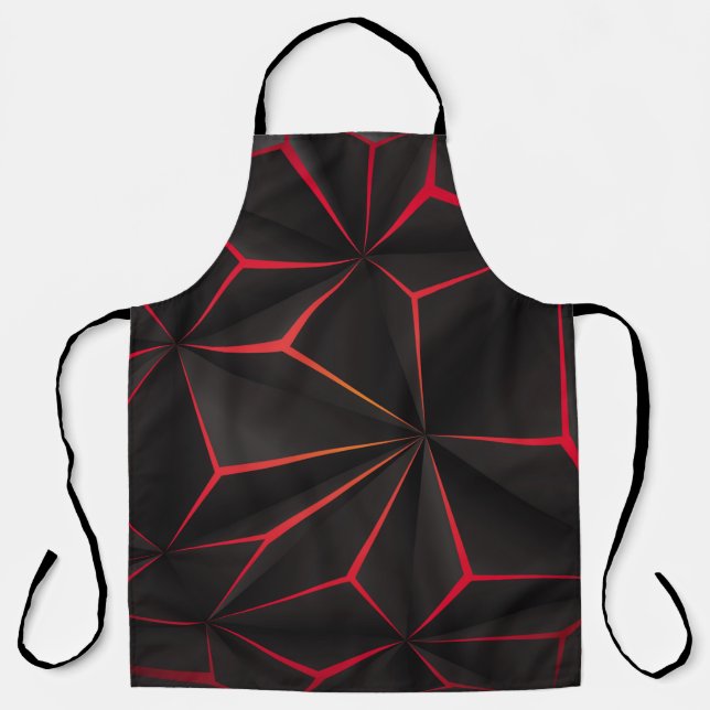 Abstract black polygon red light futuristic techno apron (Front)