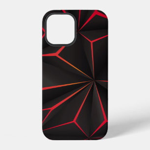 Abstract black polygon red light futuristic techno iPhone 12 case