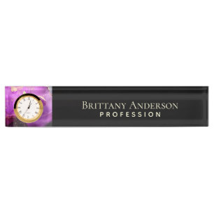 Abstract Black Purple Gold Nameplate