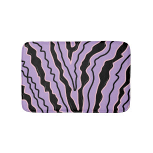 Abstract Black Purple Marble Boho Groovy Pattern Bath Mat