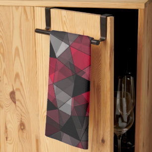 Abstract Black, red, gray geometric. Tea Towel