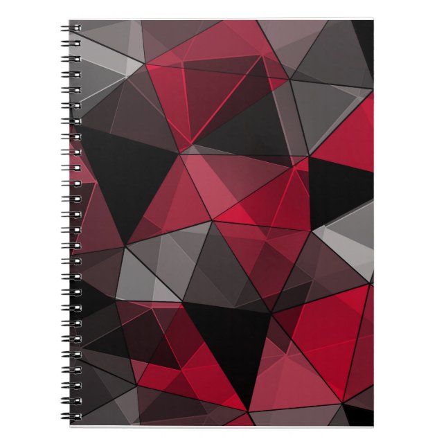Abstract Black, red, grey geometric. Notebook (Front)