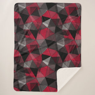 Abstract Black, red, grey geometric. Sherpa Blanket