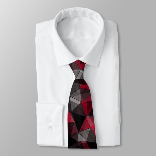 Abstract Black, red, grey geometric. Tie (Tied)