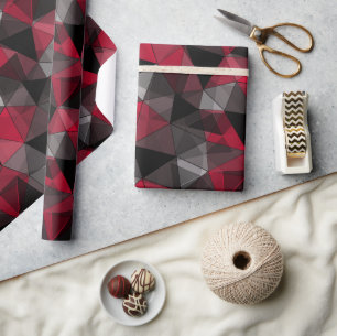 Abstract Black, red, grey geometric. Wrapping Paper