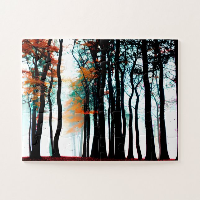 Abstract Black Silhouette Trees For Kids Jigsaw Puzzle (Horizontal)