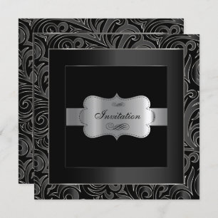 Abstract Black & Silver Party    Anniversary Invitation
