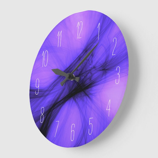 Abstract Black Smoke - Purple Large Clock (Angle)