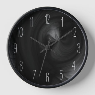 Abstract Black Smoke Swirl - Dark Grey Clock