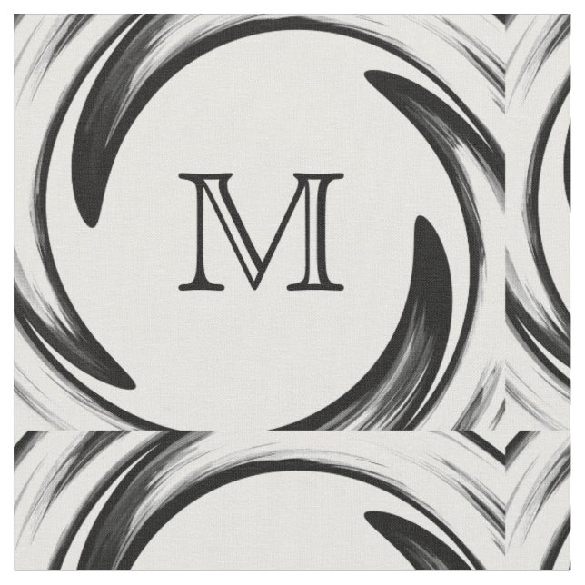 Abstract Black Swirl Monogram Fabric (Close Up)