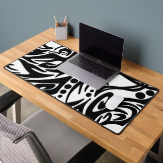 Abstract Black Tribal Desk Mat