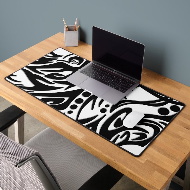 Abstract Black Tribal Desk Mat (Office 2)