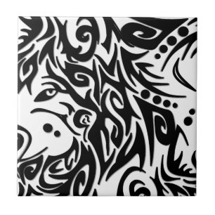 Abstract Black Tribal Tile
