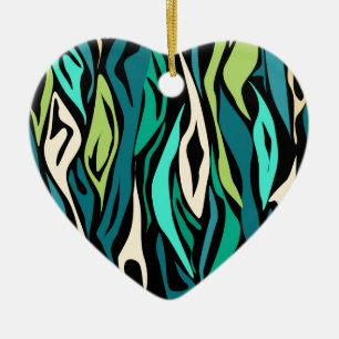 Abstract black turquoise ceramic tree decoration