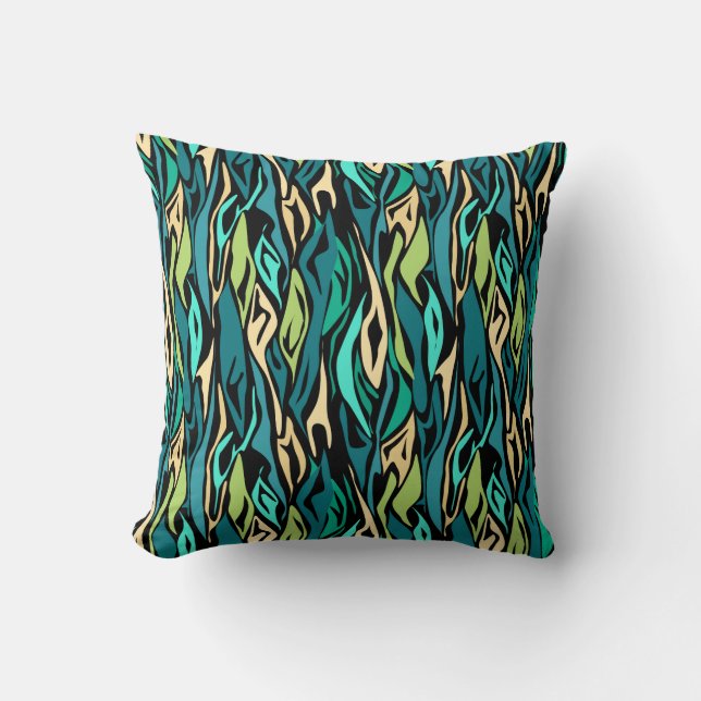 Abstract black turquoise cushion (Front)