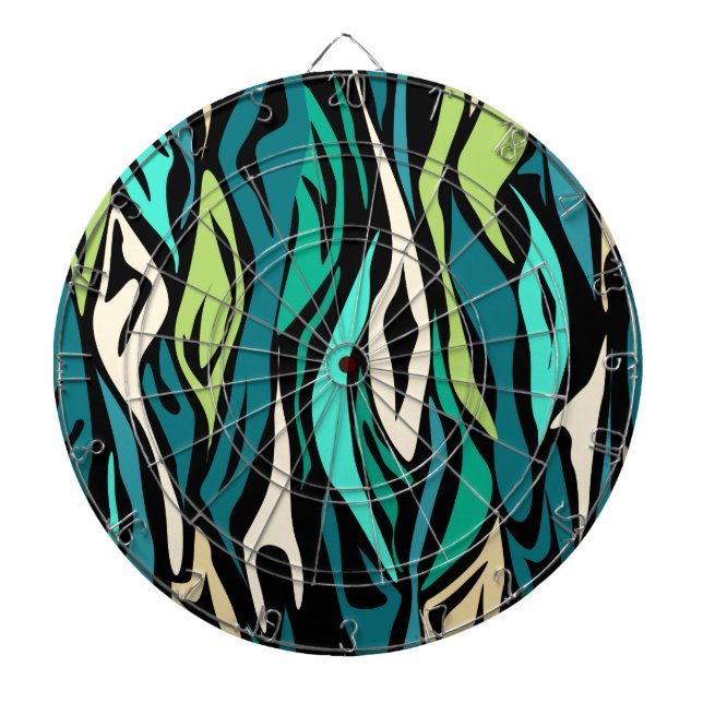 Abstract black turquoise dartboard (Front)