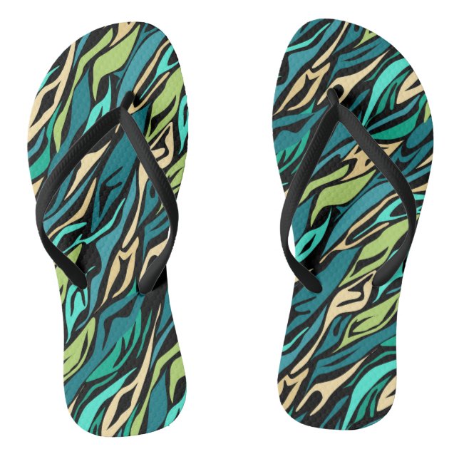 Abstract black turquoise jandals (Footbed)