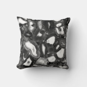 Abstract Black White agates geode  Cushion