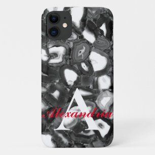 Abstract Black White agates geode monogram Case-Mate iPhone Case