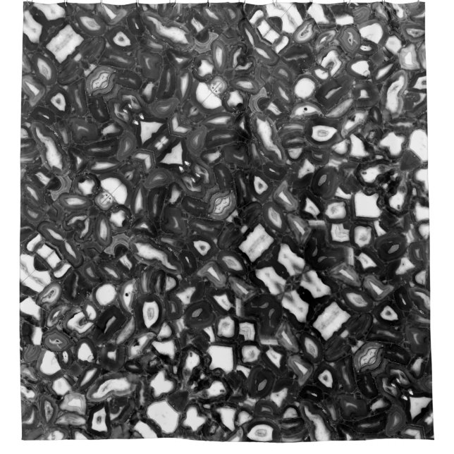 Abstract Black White agates geode  Shower Curtain (Front)