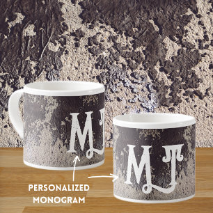 Abstract black & white (cracked wall) espresso cup