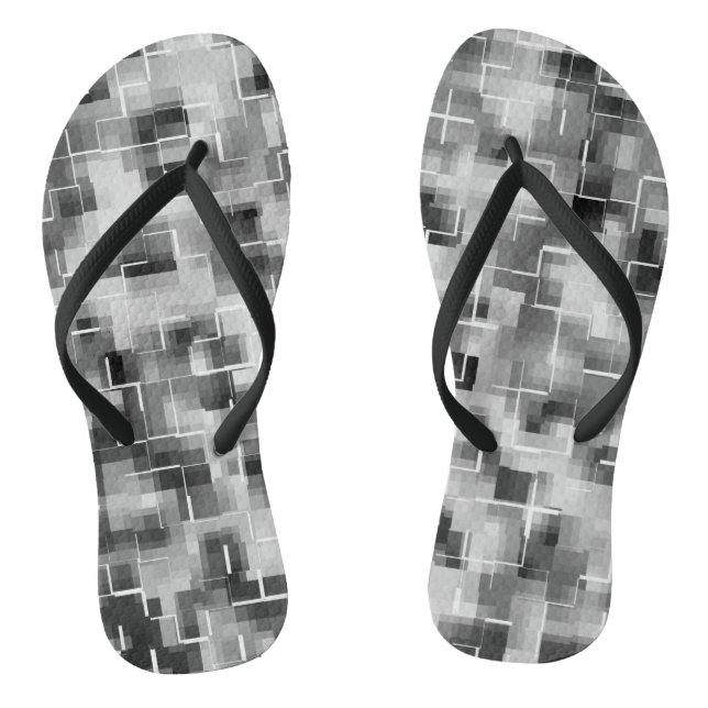 Abstract Black White Grey Jandals (Footbed)
