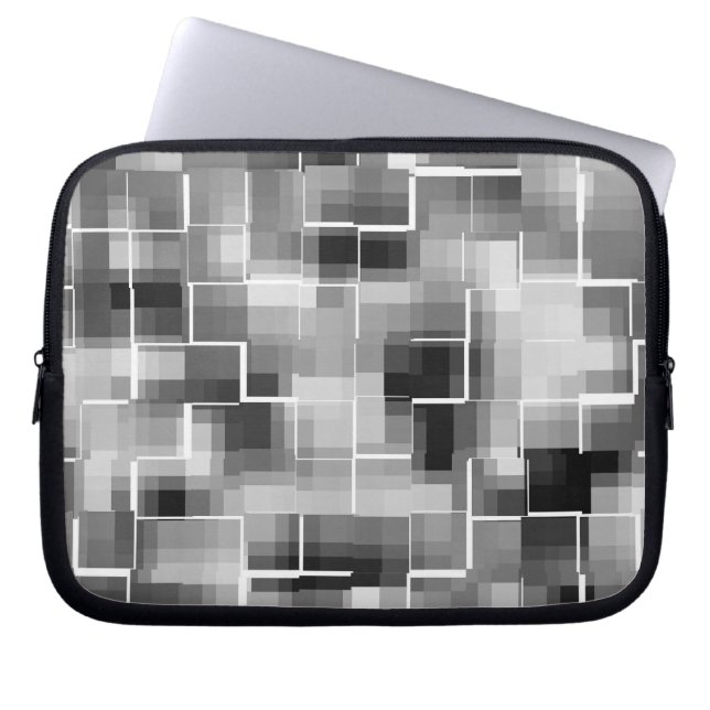 Abstract Black White Grey Laptop Sleeve (Front)