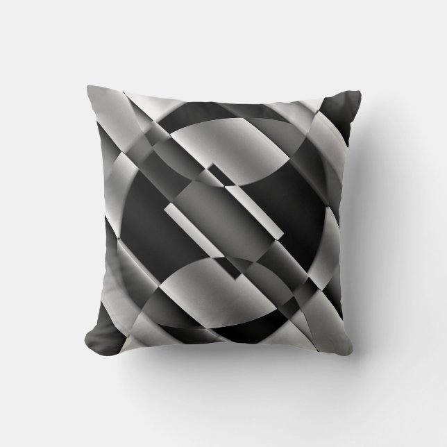 Abstract Black, White & Grey Shapes Cushion (Front)