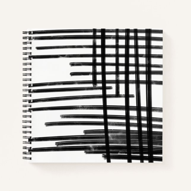 Abstract Black & White Lines Art -  Scratches 2 Notebook (Front)