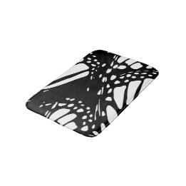Abstract Black & White Monarch Butterfly Wing Bath Mat