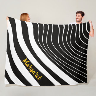 Abstract black &white monogram name fleece blanket