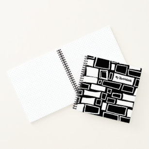 Abstract Black White Mosaic Sketchbook Bullet Notebook