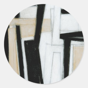 Abstract Black & White Painting Classic Round Sticker