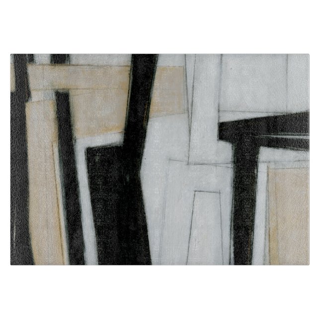 Abstract Black & White Painting Cutting Board (Front)