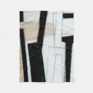 Abstract Black & White Painting Fleece Blanket