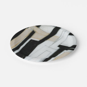 Abstract Black & White Painting Paper Plate