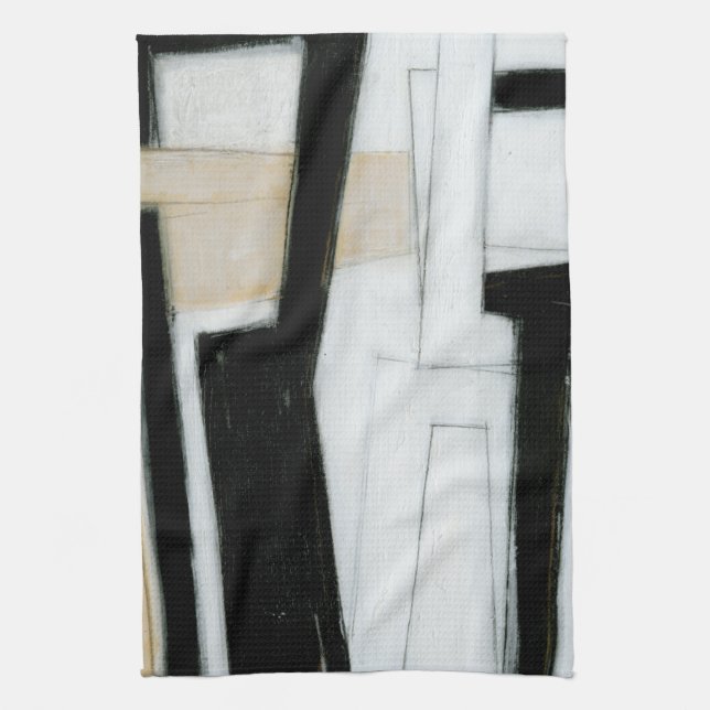 Abstract Black & White Painting Tea Towel (Vertical)