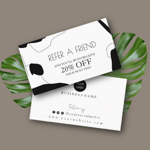 Abstract Black & White Referral Card Design