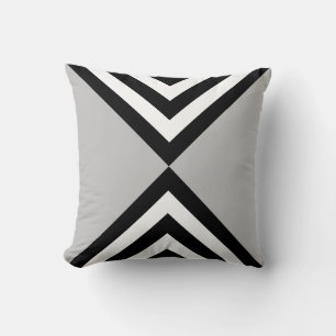 Abstract Black & White Striped on Grey Cushion