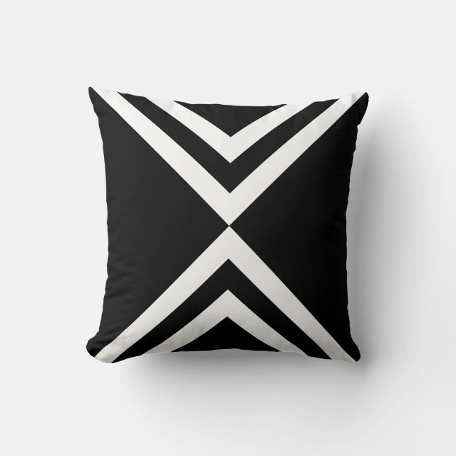 Abstract Black & White Striped Throw Pillow (Front)