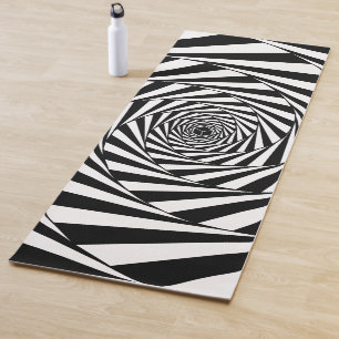 Abstract Black & White Swirl Spiral Stairway Art Yoga Mat