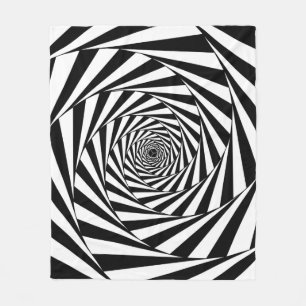 Abstract Black & White Swirl Spiral Stairway Fleece Blanket
