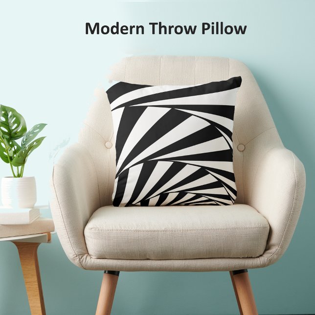 Abstract Black & White Swirl Spiral Waves Cushion (Creator Uploaded)