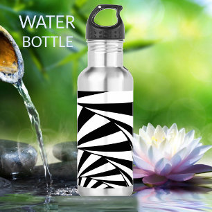Abstract Black & White Wavy Lines Art 532 Ml Water Bottle