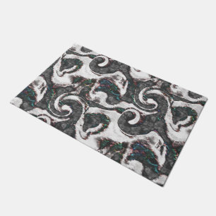 Abstract Black & White with coloured detail or fai Doormat