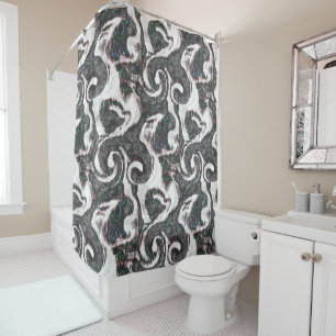 Abstract Black & White with coloured detail or fai Shower Curtain