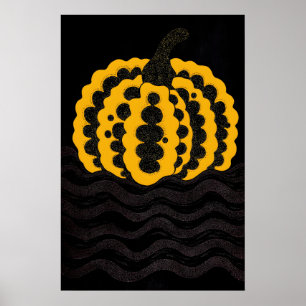 Abstract Black & Yellow Pumpkin Print Modern Po
