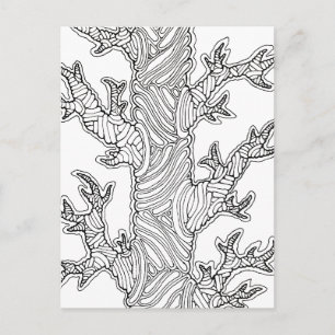 Abstract Blobby Tree Drawing Postcard